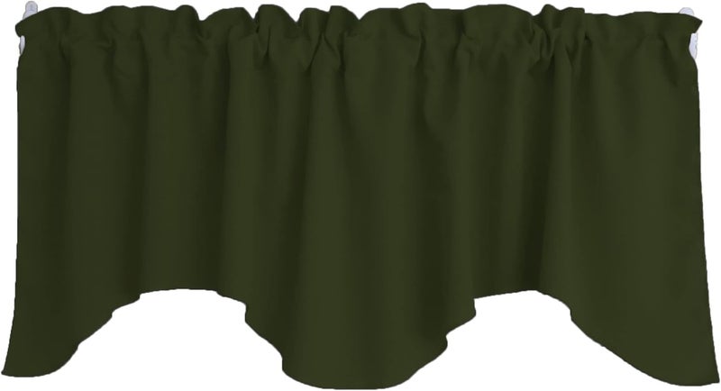 Zen Creative Designs Solid Poplin Scalloped Window Valance Home Décor Bedroom Nursery Kitchen Window (Dark Sage) - Image 1